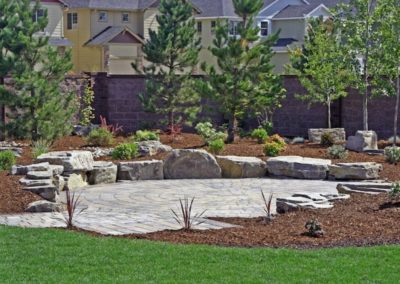 43 Res Basalt Boulder Seating Wall and Paver Patio 2