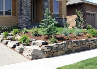67 Res Hand Stacked Natural Rock Wall and Residential Landscape 2