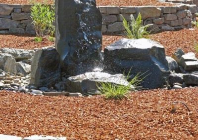 81 Res Column Rock Water Feature with Hand Stacked Basalt Walls